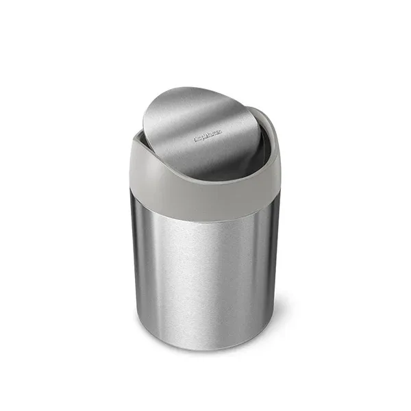 Simplehuman TableTop Trash Bin - Stainless Steel - 1.5 Liter - Brushed With Grey Trim product thumbnail 3
