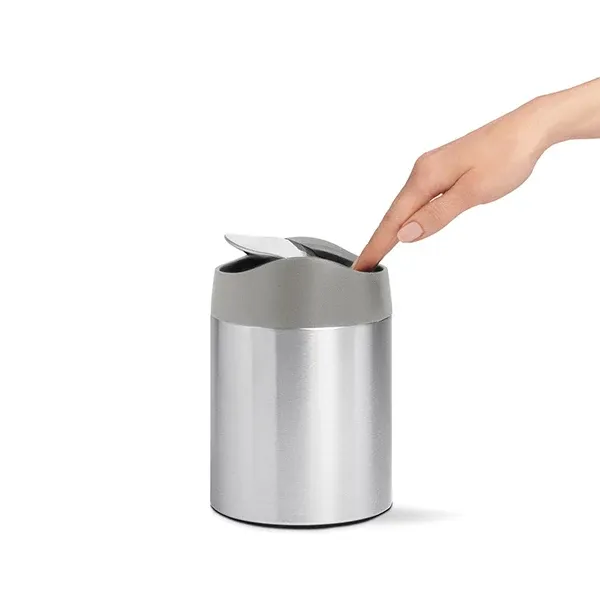 Simplehuman TableTop Trash Bin - Stainless Steel - 1.5 Liter - Brushed With Grey Trim product thumbnail 2