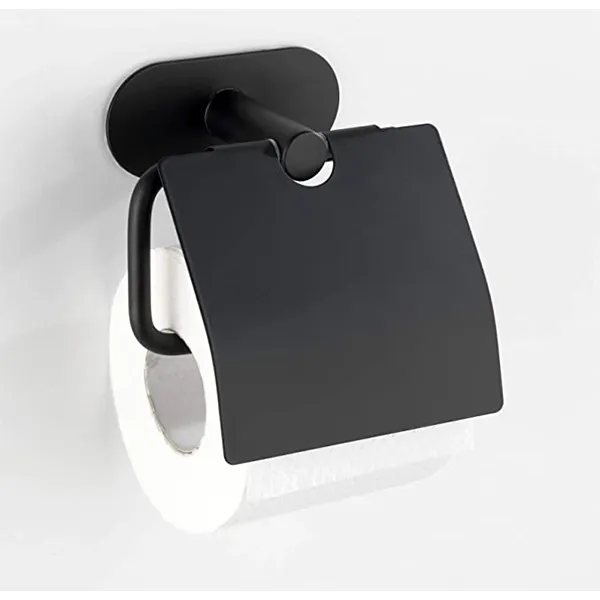 Wenko Orea Turbo-Loc Toilet Paper Holder with Cover - Stainless Steel - Black Matt (No Drilling) product thumbnail 2