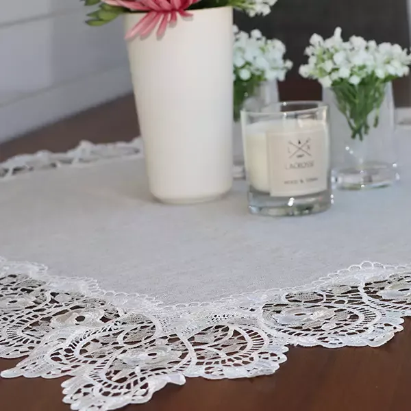 Nova Home "Berna" Lace Coffee Table Tablecloth Set - 3 Pcs - Beige product thumbnail 3