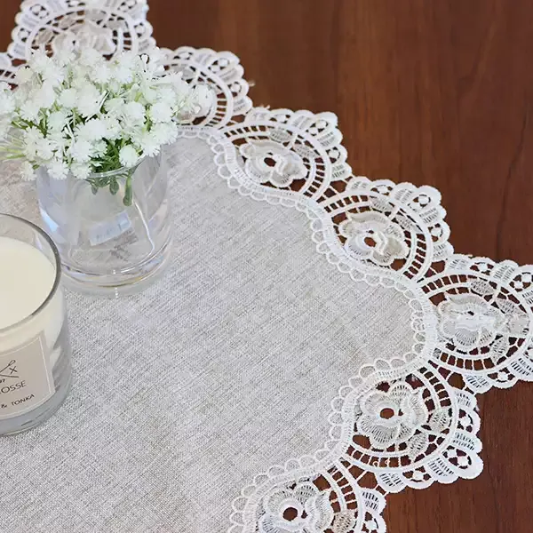 Nova Home "Berna" Lace Coffee Table Tablecloth Set - 3 Pcs - Beige product thumbnail 5