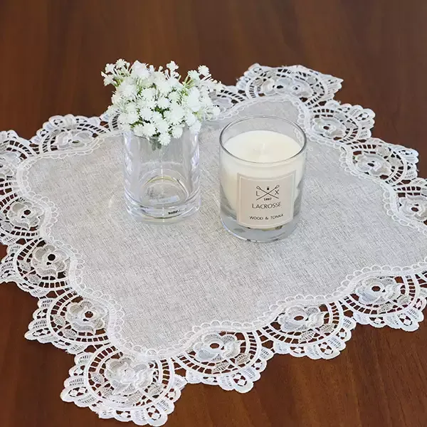 Nova Home "Berna" Lace Coffee Table Tablecloth Set - 3 Pcs - Beige product thumbnail 7