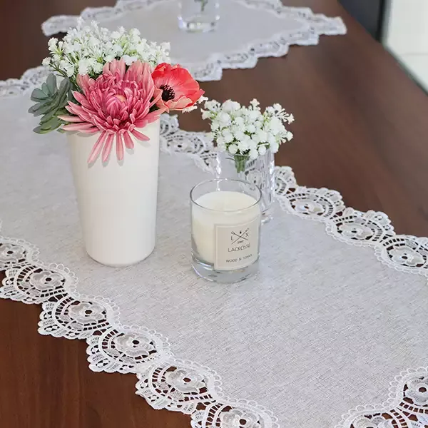 Nova Home "Berna" Lace Coffee Table Tablecloth Set - 4 Pcs - Beige product thumbnail 4