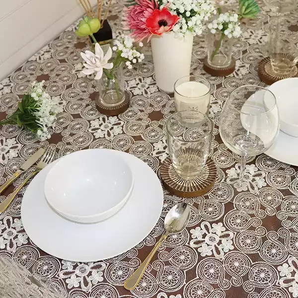Nova Home "Tara" Lace Table Cloth - 170x350 cm - Gold product thumbnail 2