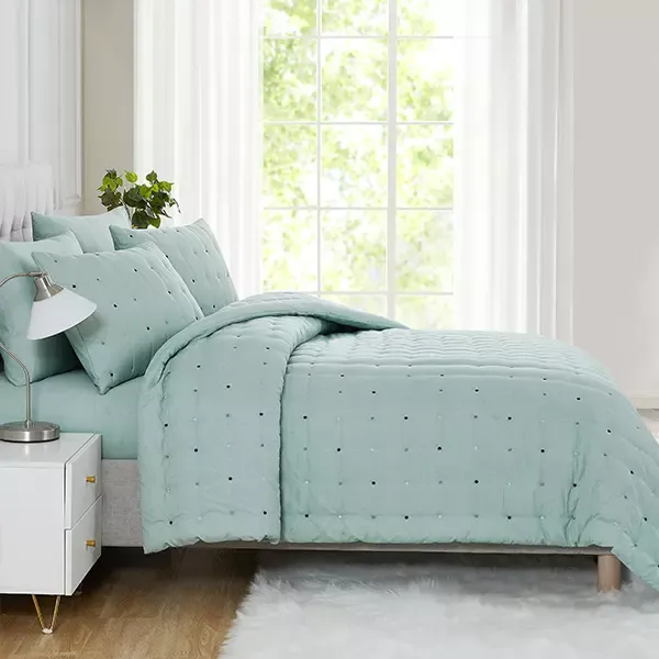 Nova Home "Natori" Embroidered Comforter Set - Green (Available In Sizes) product thumbnail 11