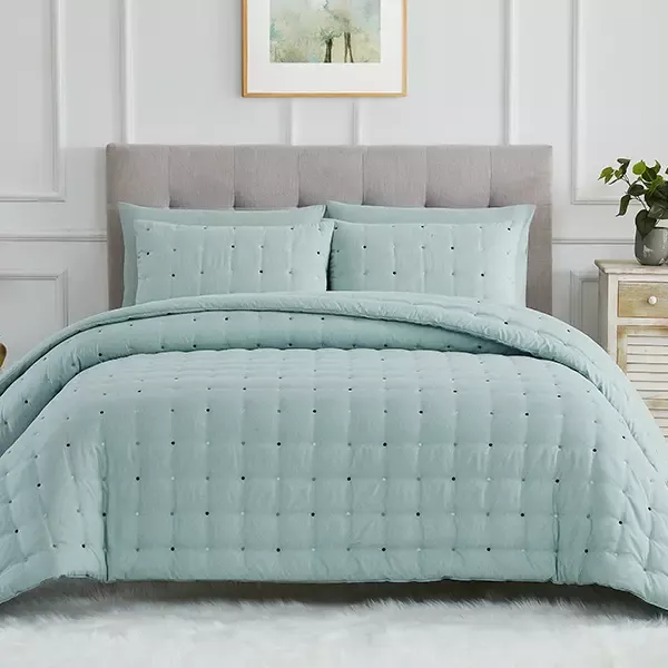Nova Home "Natori" Embroidered Comforter Set - Green (Available In Sizes) product thumbnail 8