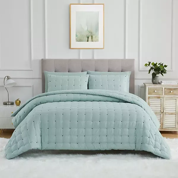 Nova Home "Natori" Embroidered Comforter Set - Green (Available In Sizes) product thumbnail 2