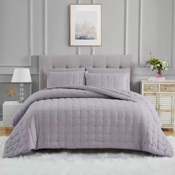 Nova Home "Natori" Embroidered Comforter Set - Purple (Available In Sizes) product thumbnail 6