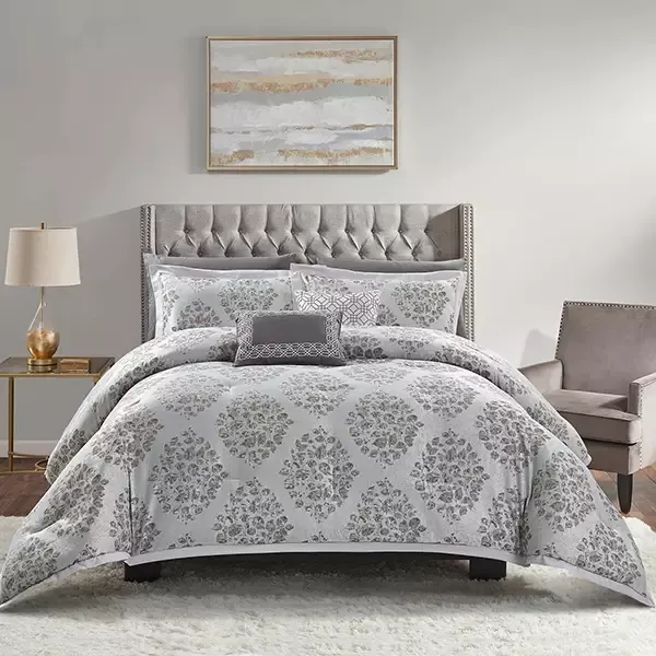 Nova Home Montebello Jacquard Comforter Set - King & Super King - 8 Pcs - Grey product thumbnail 5