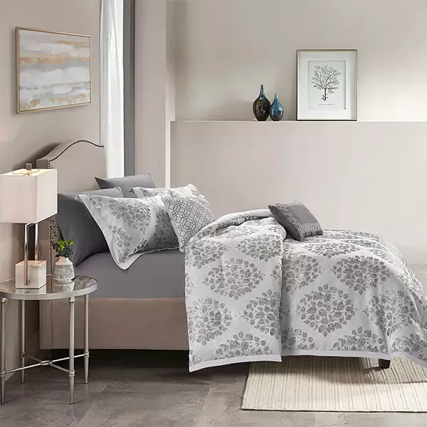 Nova Home Montebello Jacquard Comforter Set - King & Super King - 8 Pcs - Grey product thumbnail 2