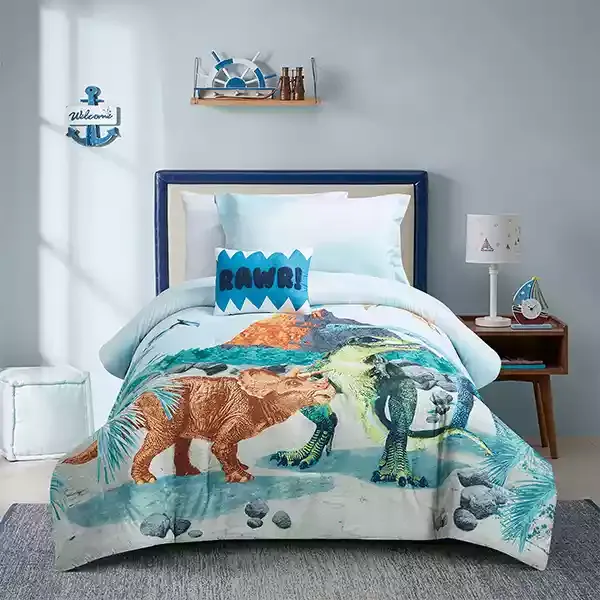 Nova Home "Tucker Dinosaur" Kid's Comforter Set - Blue (Available In Sizes) product thumbnail 7