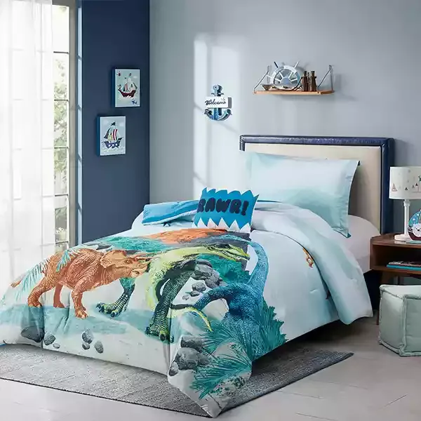 Nova Home "Tucker Dinosaur" Kid's Comforter Set - Blue (Available In Sizes) product thumbnail 2