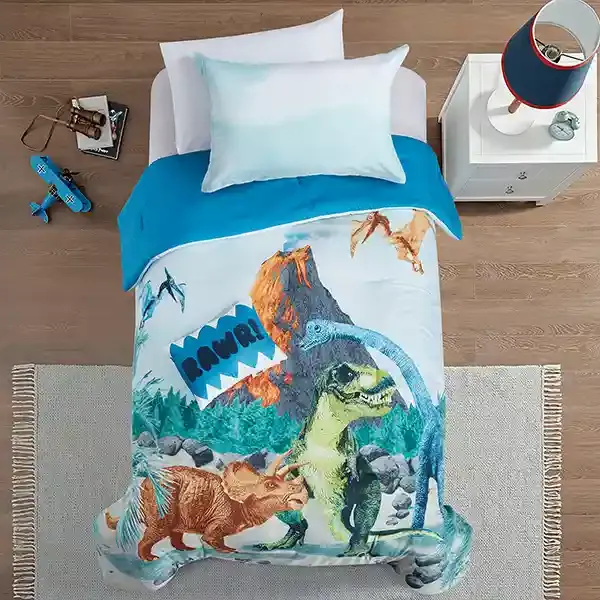 Nova Home "Tucker Dinosaur" Kid's Comforter Set - 7 Pcs - Queen - Blue product thumbnail 5