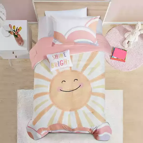Nova Home "Dawn" Reversible Kid's Comforter Set - 7 Pcs - Queen - Pink product thumbnail 6