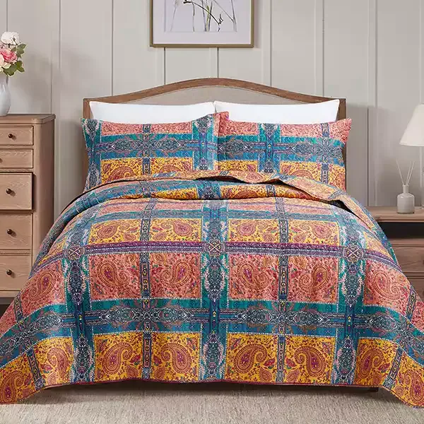 Nova Home "Selma" Summer Bedspread Set With a Fitted Sheet - Orange (Available in Sizes) product thumbnail 11