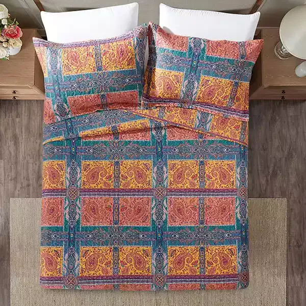 Nova Home "Selma" Summer Bedspread Set With a Fitted Sheet - Orange (Available in Sizes) product thumbnail 3
