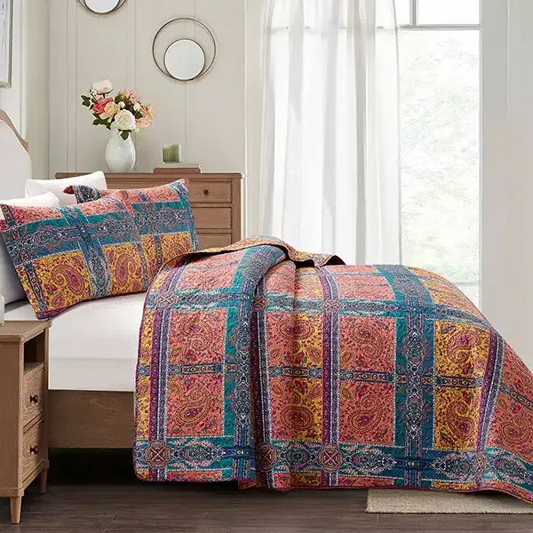 Nova Home "Selma" Summer Bedspread Set With a Fitted Sheet - Orange (Available in Sizes) product thumbnail 7