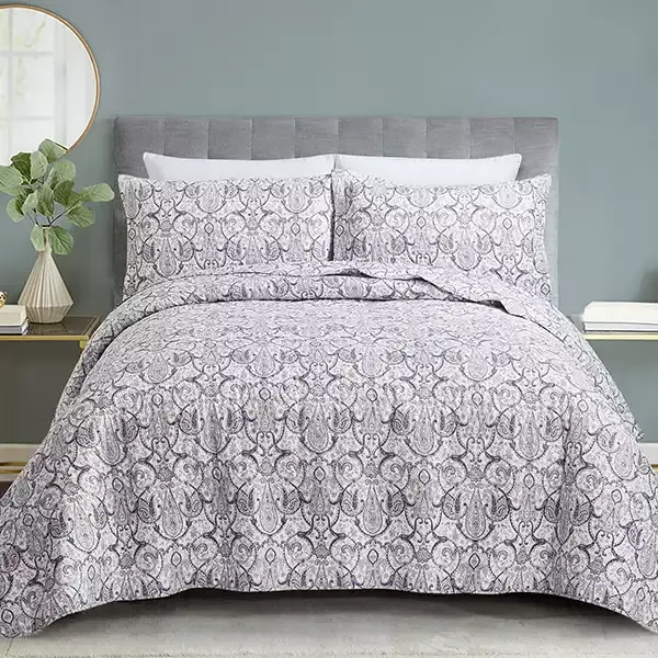 Nova Home "Darma" Summer Bedspread Set With a Fitted Sheet - Grey (Available in Sizes) product thumbnail 11