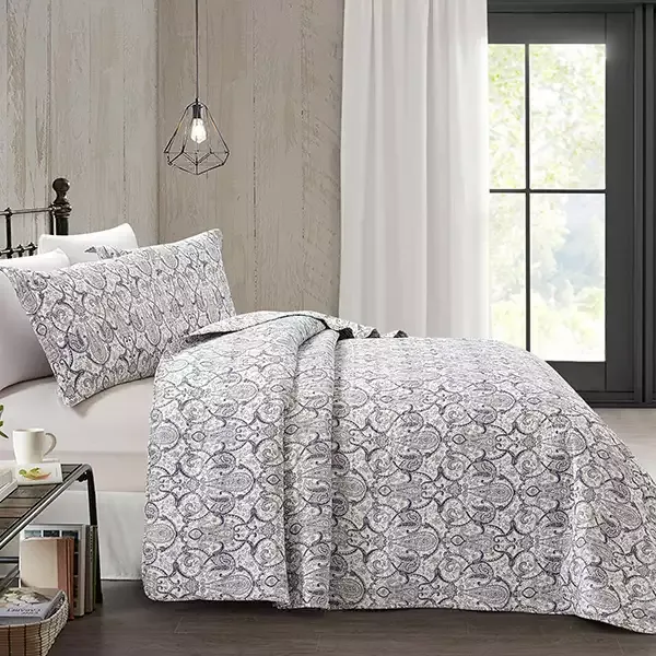 Nova Home Darma Summer Bedspread Set With a Fitted Sheet - Single & Twin - 3 Pcs - Grey product thumbnail 4