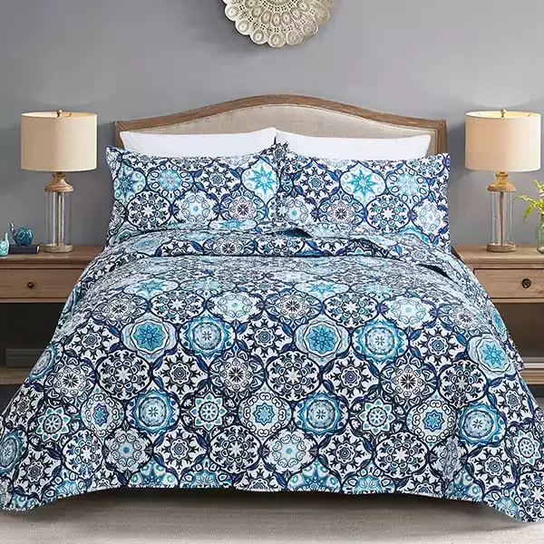 Nova Home Brooke Summer Bedspread Set With a Fitted Sheet - King & Super King - 4 Pcs - Blue product thumbnail 11