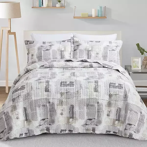 Nova Home "Hash" Summer Bedspread Set With a Fitted Sheet - Grey (Available in Sizes) product thumbnail 11