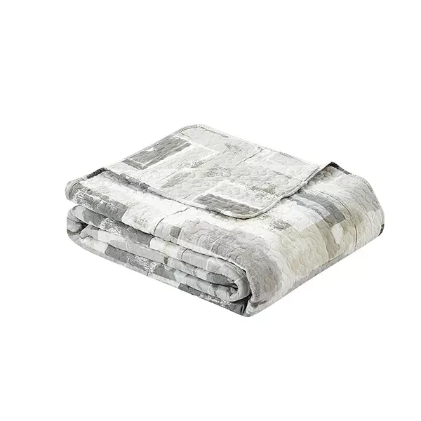 Nova Home Hash Summer Bedspread Set With a Fitted Sheet - King & Super King - 4 Pcs - Grey product thumbnail 4
