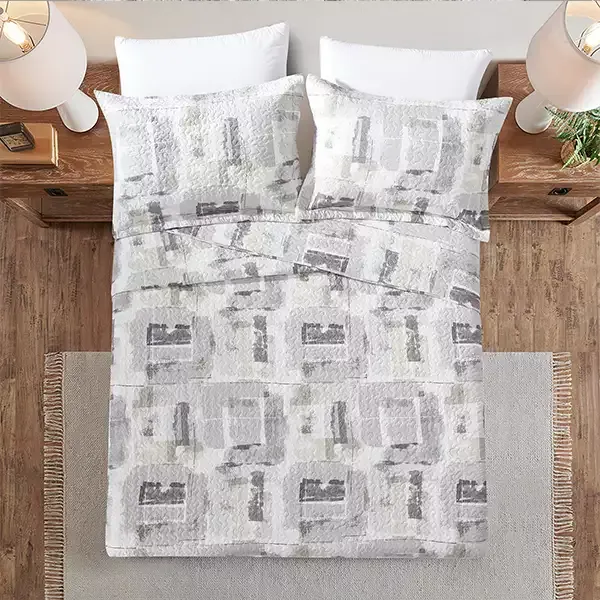 Nova Home "Hash" Summer Bedspread Set With a Fitted Sheet - Grey (Available in Sizes) product thumbnail 3