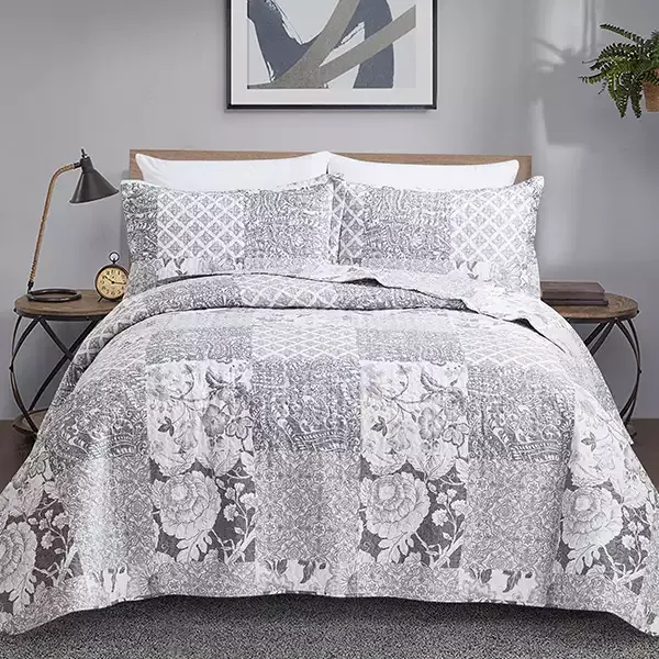 Nova Home "Percy" Summer Bedspread Set With a Fitted Sheet - Grey (Available in Sizes) product thumbnail 6
