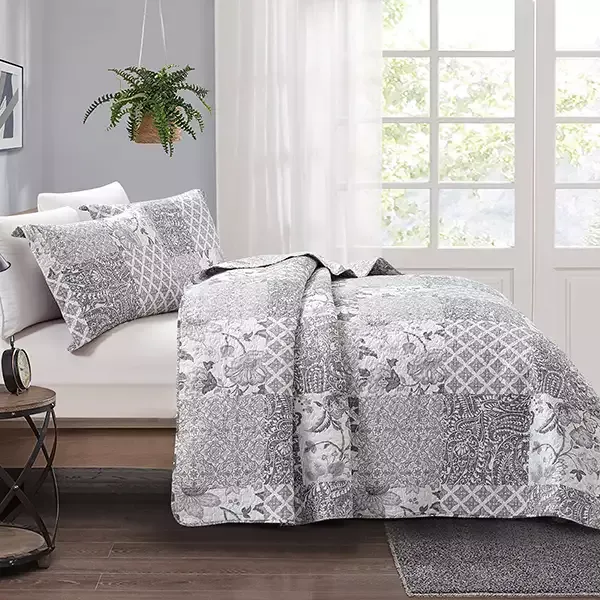 Nova Home "Percy" Summer Bedspread Set With a Fitted Sheet - Grey (Available in Sizes) product thumbnail 4