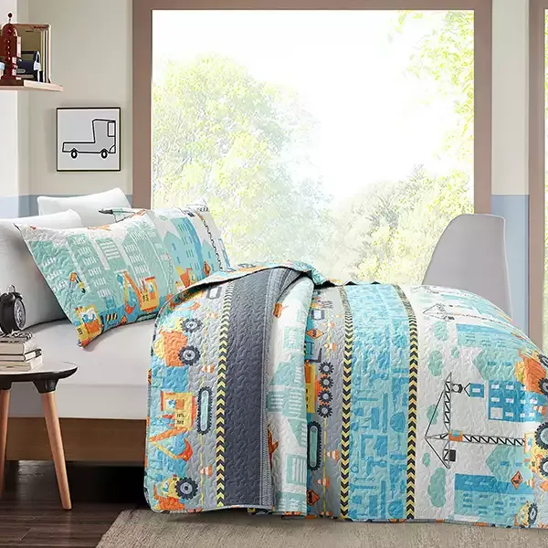 Nova Home "Trucks" Summer Bedspread Set With a Fitted Sheet - Blue (Available in Sizes) product thumbnail 3