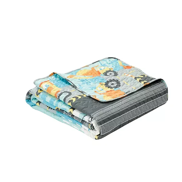 Nova Home "Trucks" Summer Bedspread Set With a Fitted Sheet - Blue (Available in Sizes) product thumbnail 2