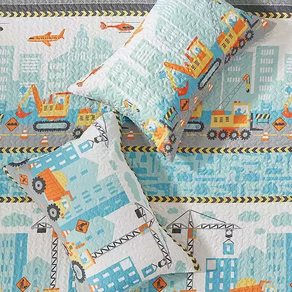 Nova Home Trucks Summer Bedspread Set With a Fitted Sheet - King & Super King - 4 Pcs - Blue product thumbnail 5