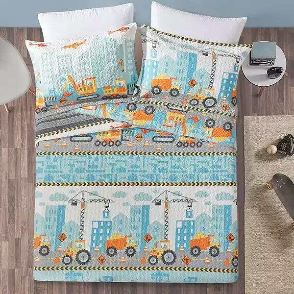 Nova Home "Trucks" Summer Bedspread Set With a Fitted Sheet - Blue (Available in Sizes) product thumbnail 6