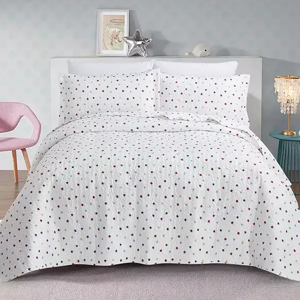 Nova Home "Colordot" Summer Bedspread Set With a Fitted Sheet - White (Available in Sizes) product thumbnail 11
