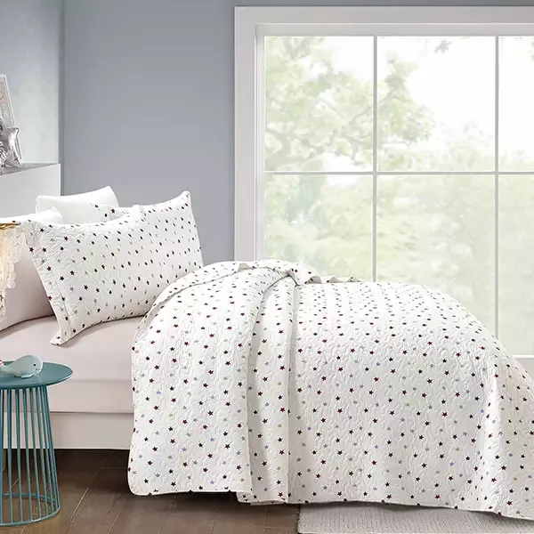 Nova Home "Colordot" Summer Bedspread Set With a Fitted Sheet - White (Available in Sizes) product thumbnail 4