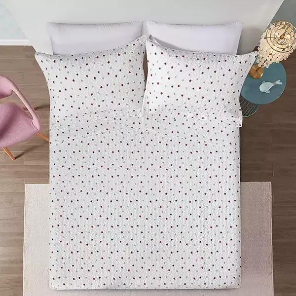 Nova Home "Colordot" Summer Bedspread Set With a Fitted Sheet - White (Available in Sizes) product thumbnail 5