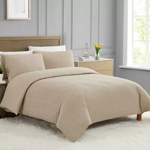 Nova Home Simply Crinkled Comforter Set - Single & Twin - 3 Pcs - Beige product thumbnail 4