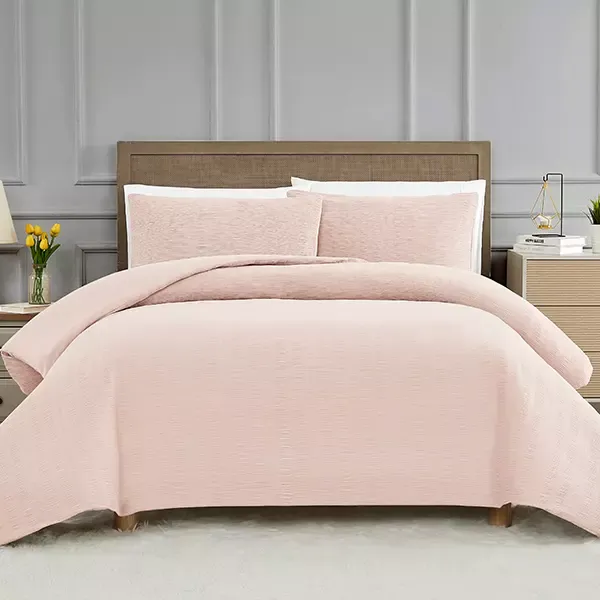 Nova Home "Simply" Crinkled Comforter Set - Queen - 4 Pcs - Pink product thumbnail 2