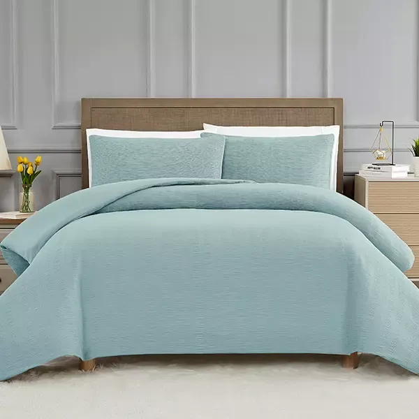 Nova Home "Simply" Crinkled Comforter Set - Queen - 4 Pcs - Petrol product thumbnail 3