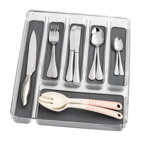 Wenko Cutlery Tray With 6 Compartments - Transparent & Grey product thumbnail 3