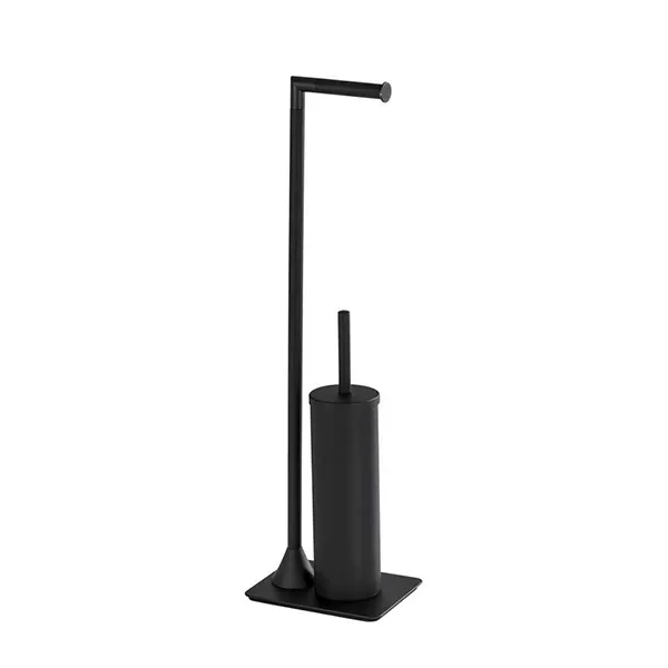 Wenko "Hella" Standing Toilet Paper Holder & Toilet Brush - Stainless Steel - Black product thumbnail 2