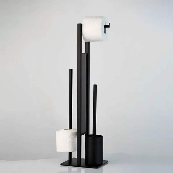 Wenko "Rivalta" Standing Toilet Paper Holder & Toilet Brush - Stainless Steel - Black product thumbnail 4