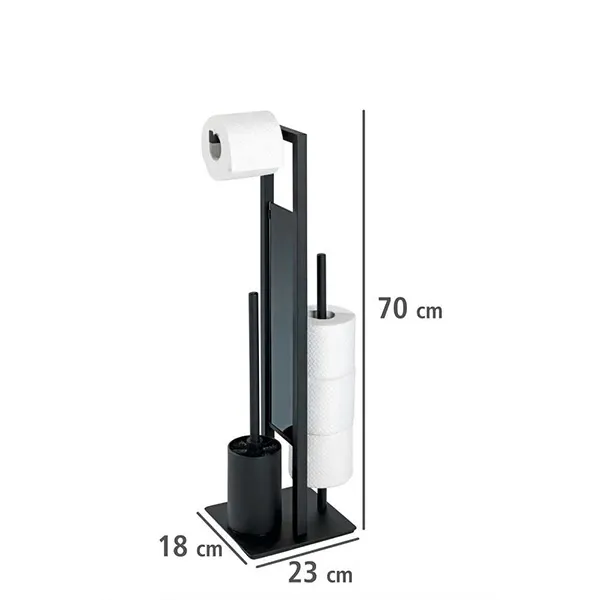 Wenko "Rivalta" Standing Toilet Paper Holder & Toilet Brush - Stainless Steel - Black product thumbnail 6