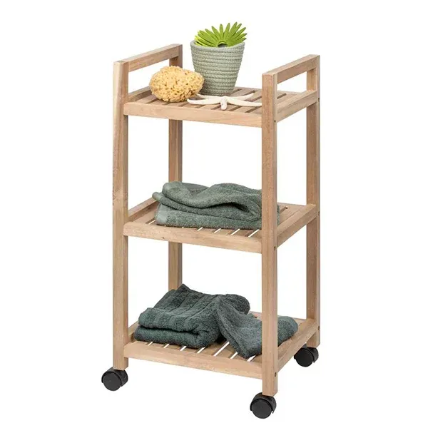 Wenko "Acina" Mobile Shelving With 3-Tier - Wood - Beige product thumbnail 3