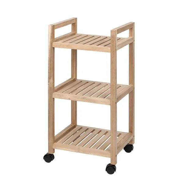 Wenko "Acina" Mobile Shelving With 3-Tier - Wood - Beige product thumbnail 7