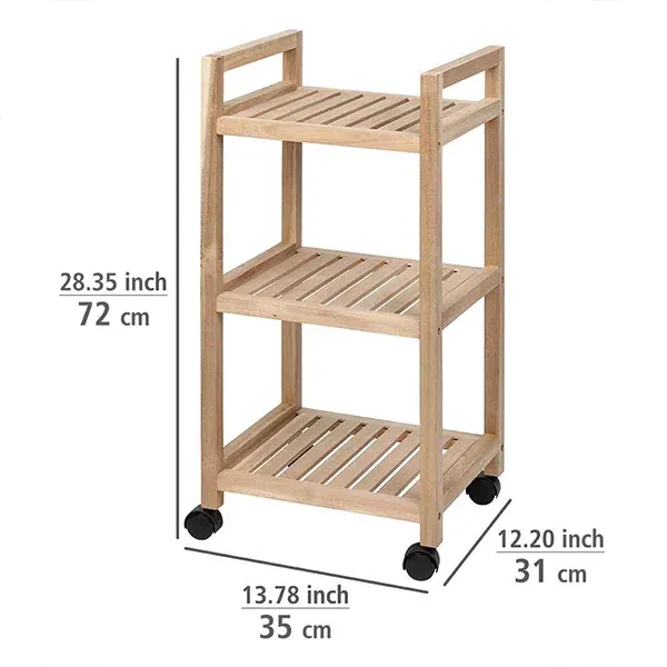 Wenko "Acina" Mobile Shelving With 3-Tier - Wood - Beige product thumbnail 8