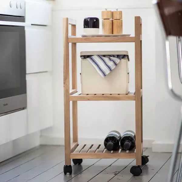 Wenko "Acina" Mobile Shelving With 3-Tier - Wood - Beige product thumbnail 6