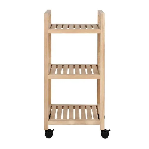 Wenko "Acina" Mobile Shelving With 3-Tier - Wood - Beige product thumbnail 2