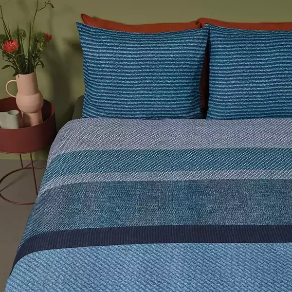 Bedding House "Jacco" Duvet Cover Set - 100% Cotton - Queen - 3 Pcs - Blue product thumbnail 3