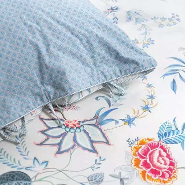 Bedding House Flower Festival Duvet Cover Set - 100% Cotton, 200 Thread - King & Super King - 3 Pcs - White product thumbnail 4